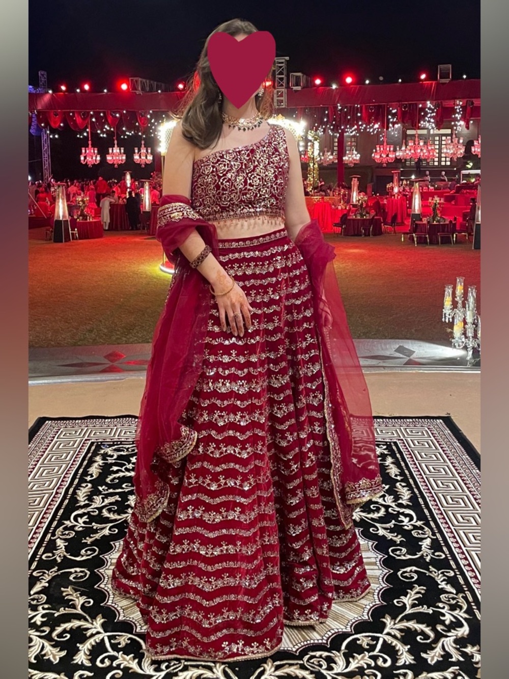 Embroidered Red Glam Lehenga - Picture 3 of 5